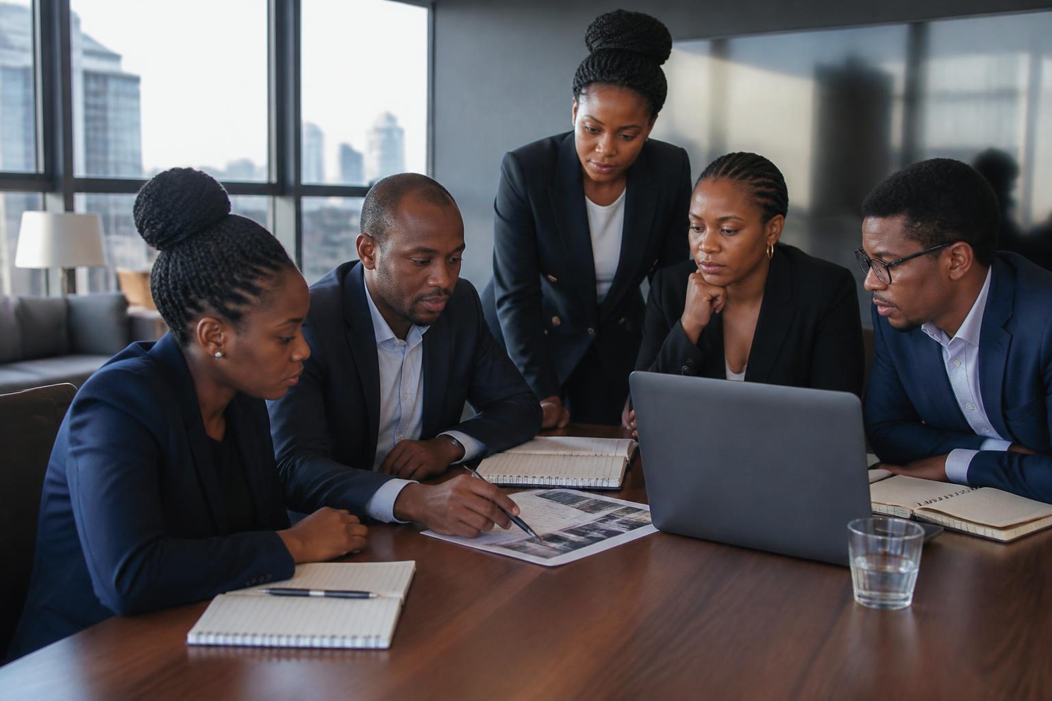 African business leaders and emerging professionals collaborating